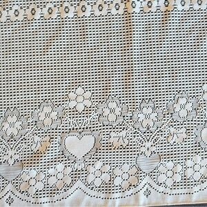 Vintage Louis Hornick Heart Lace Curtain Panel 28” x 23.5”